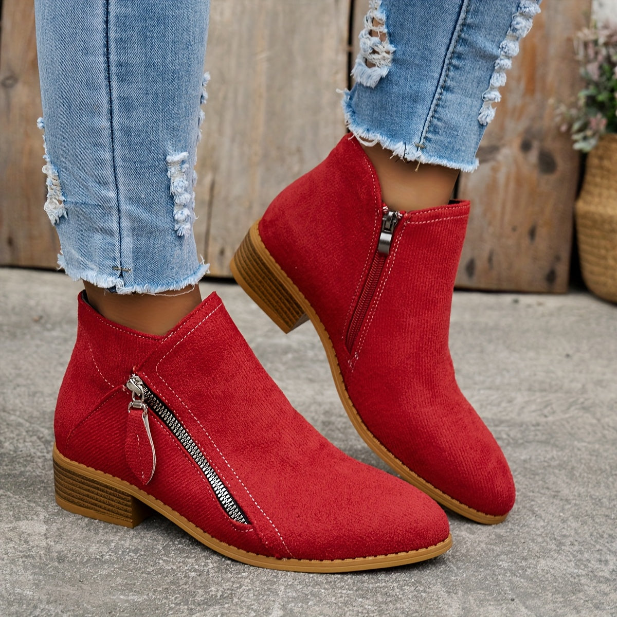 CARA | SIDE ZIP ANKLE BOOTS