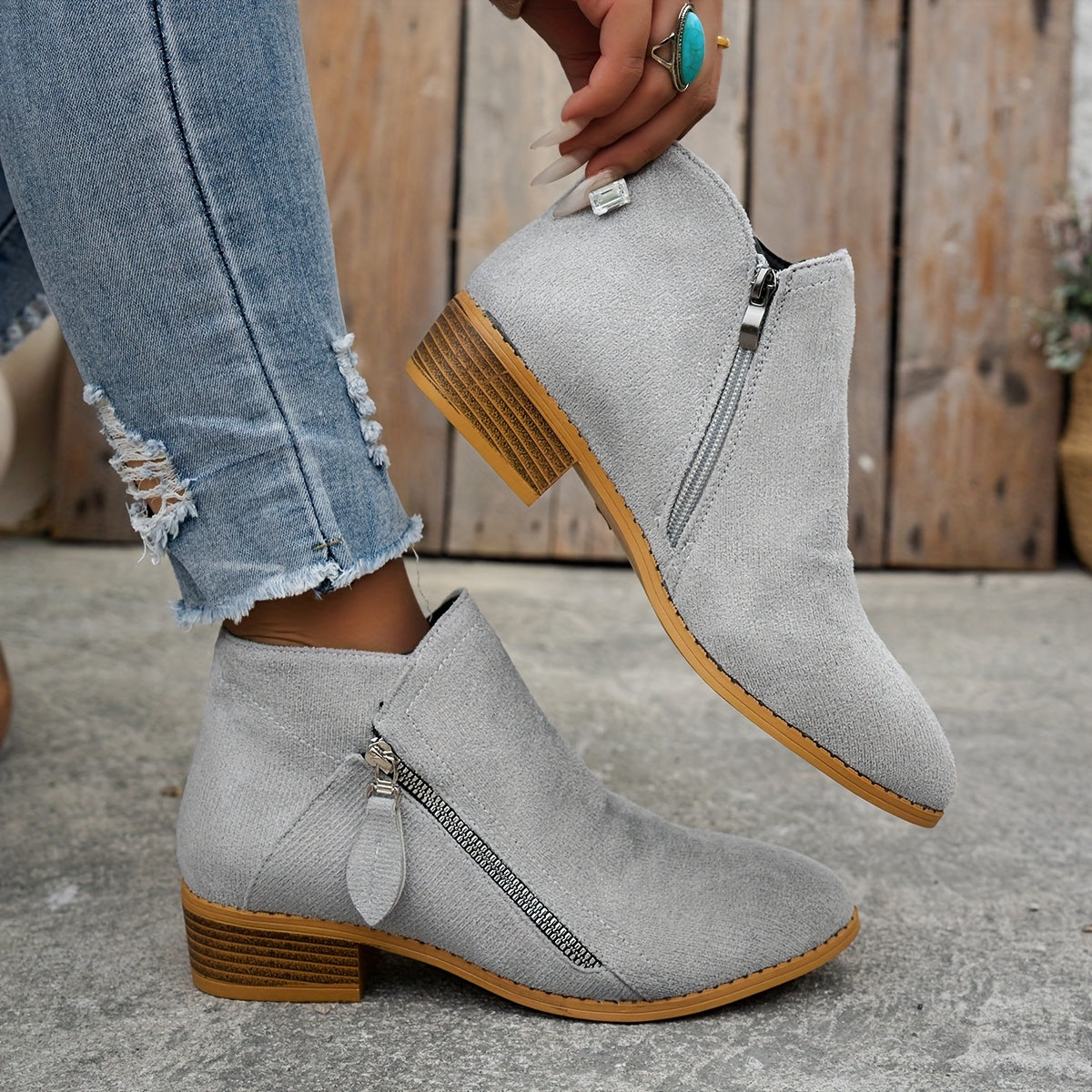 CARA | SIDE ZIP ANKLE BOOTS