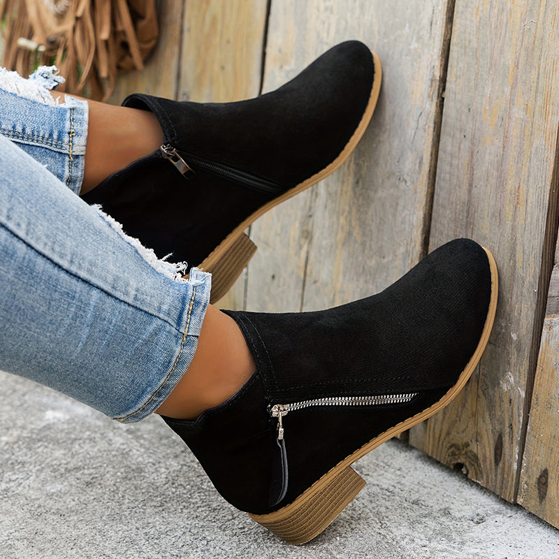 CARA | SIDE ZIP ANKLE BOOTS