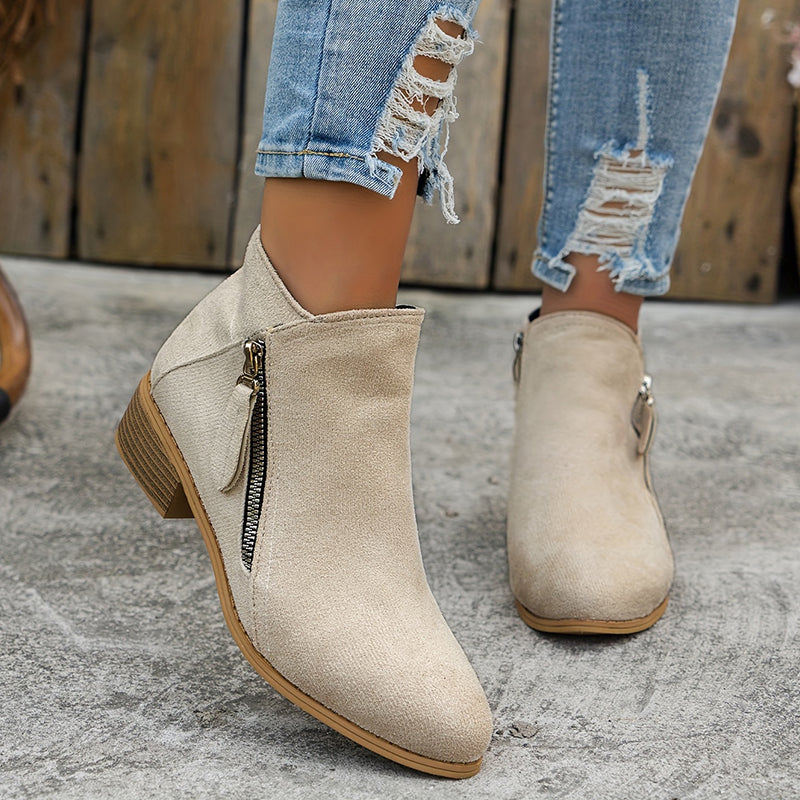CARA | SIDE ZIP ANKLE BOOTS