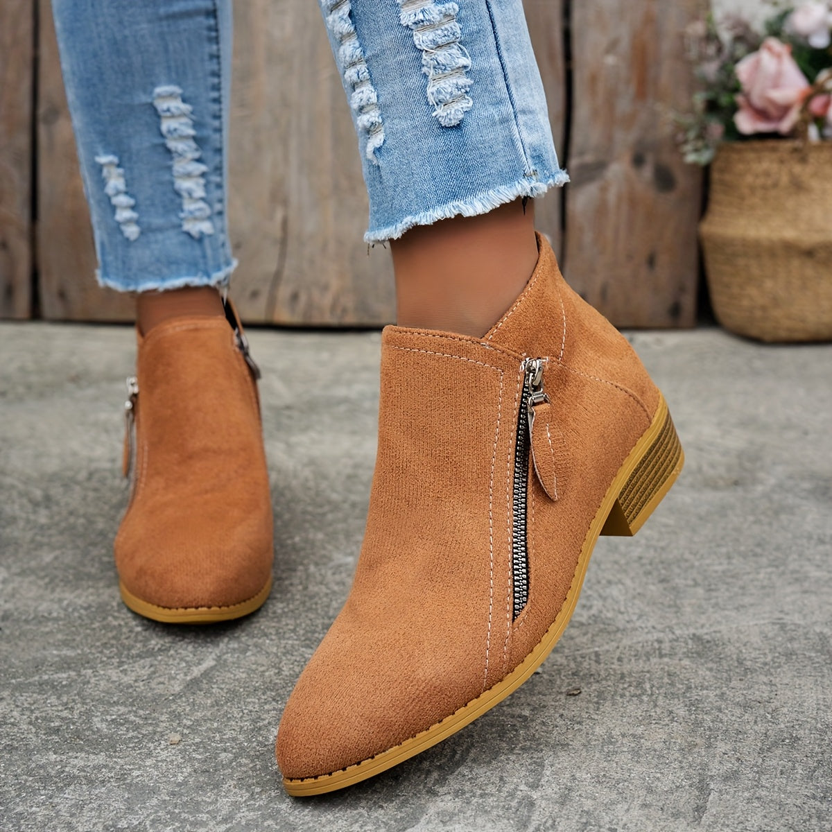CARA | SIDE ZIP ANKLE BOOTS
