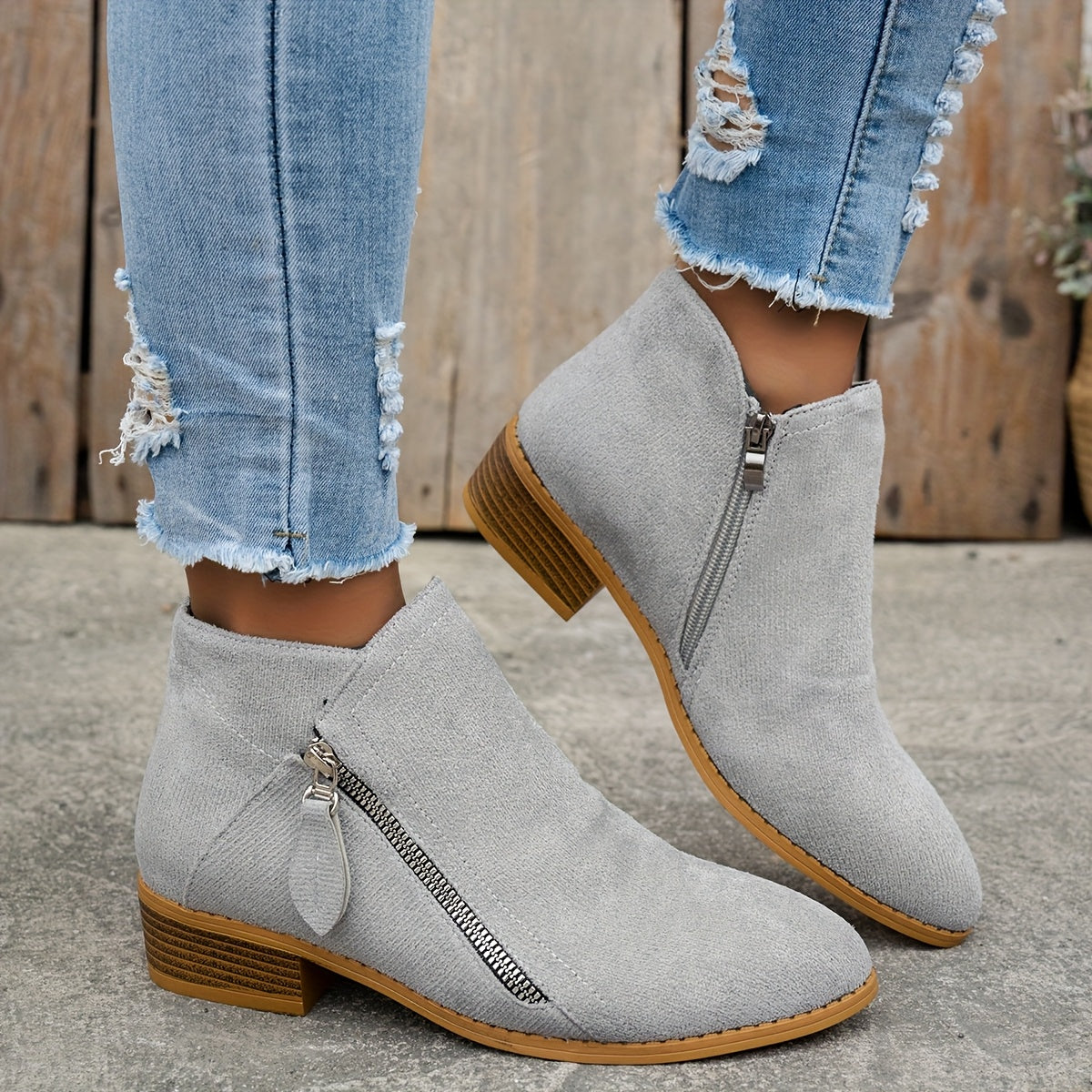 CARA | SIDE ZIP ANKLE BOOTS
