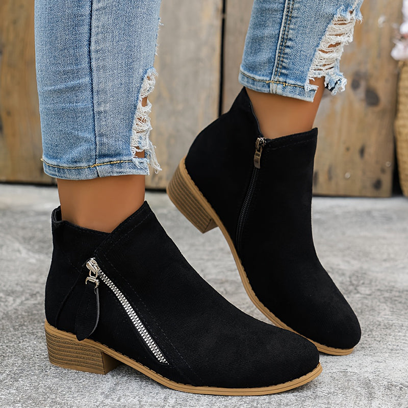 CARA | SIDE ZIP ANKLE BOOTS