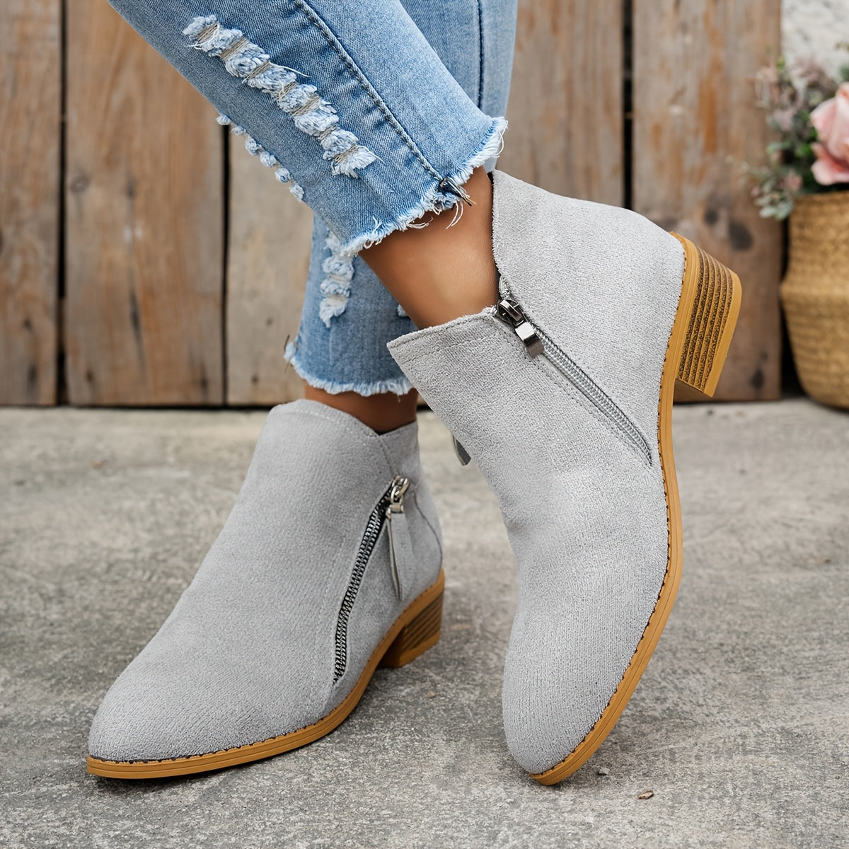 CARA | SIDE ZIP ANKLE BOOTS