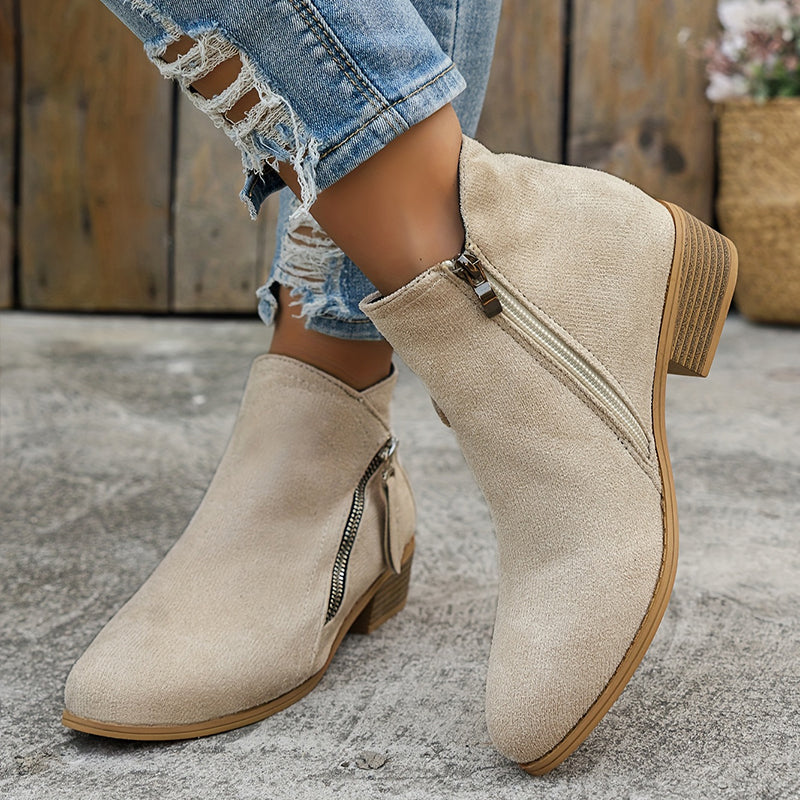 CARA | SIDE ZIP ANKLE BOOTS