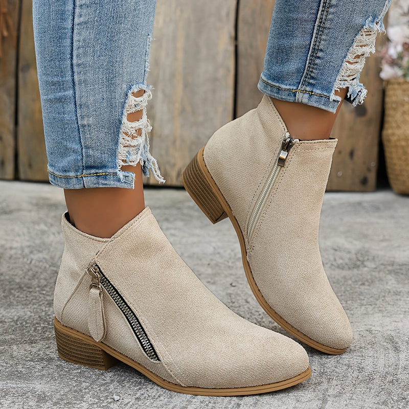 CARA | SIDE ZIP ANKLE BOOTS