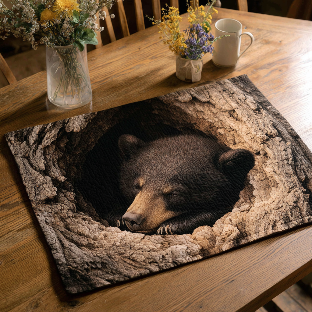 FORESTHAVEN | SLEEPING BLACK BEAR QUILTED PLACEMAT