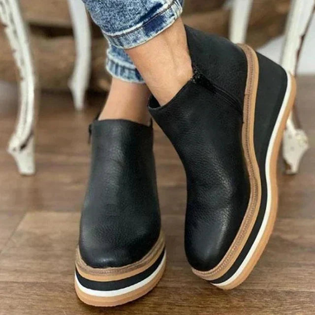 MAXINE | WEDGE ANKLE BOOTS WITH SIDE ZIP