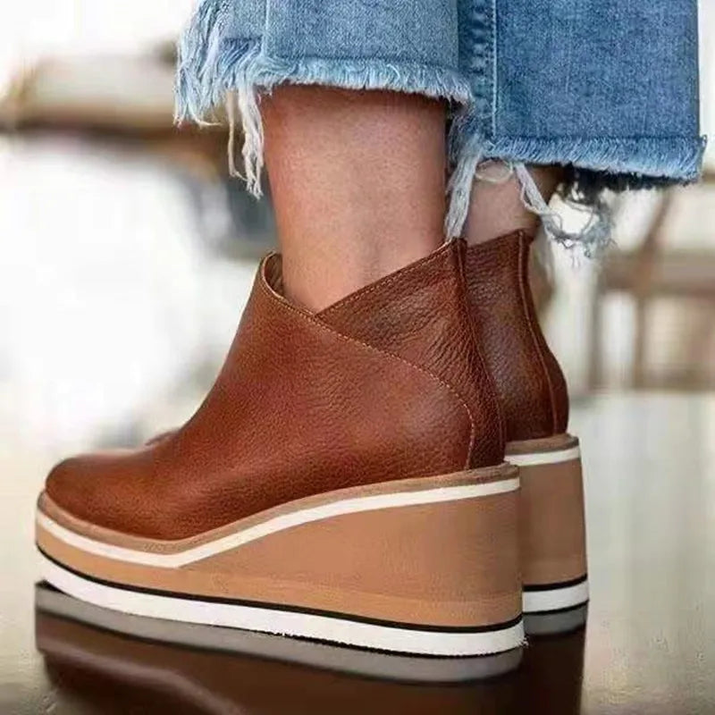 MAXINE | WEDGE ANKLE BOOTS WITH SIDE ZIP