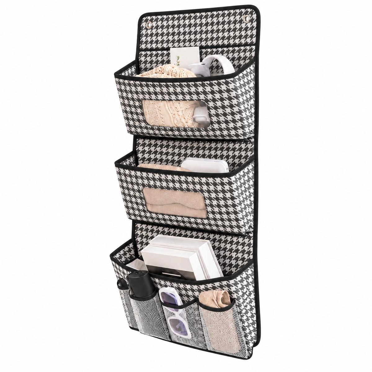 TIDYHAVEN | HOUNDSTOOTH HANGING POCKET ORGANIZER