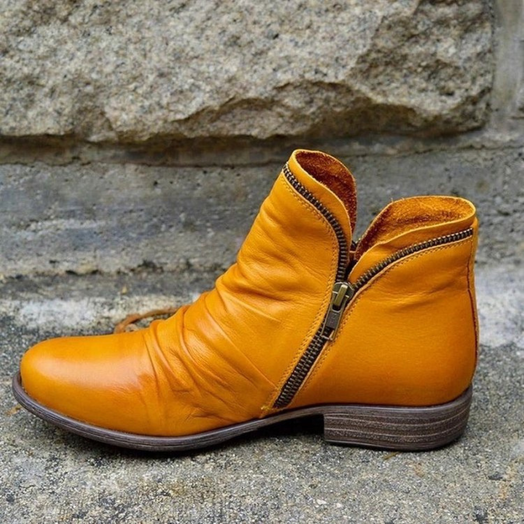 ROMILLY | RUCHED SIDE ZIP ANKLE BOOTS