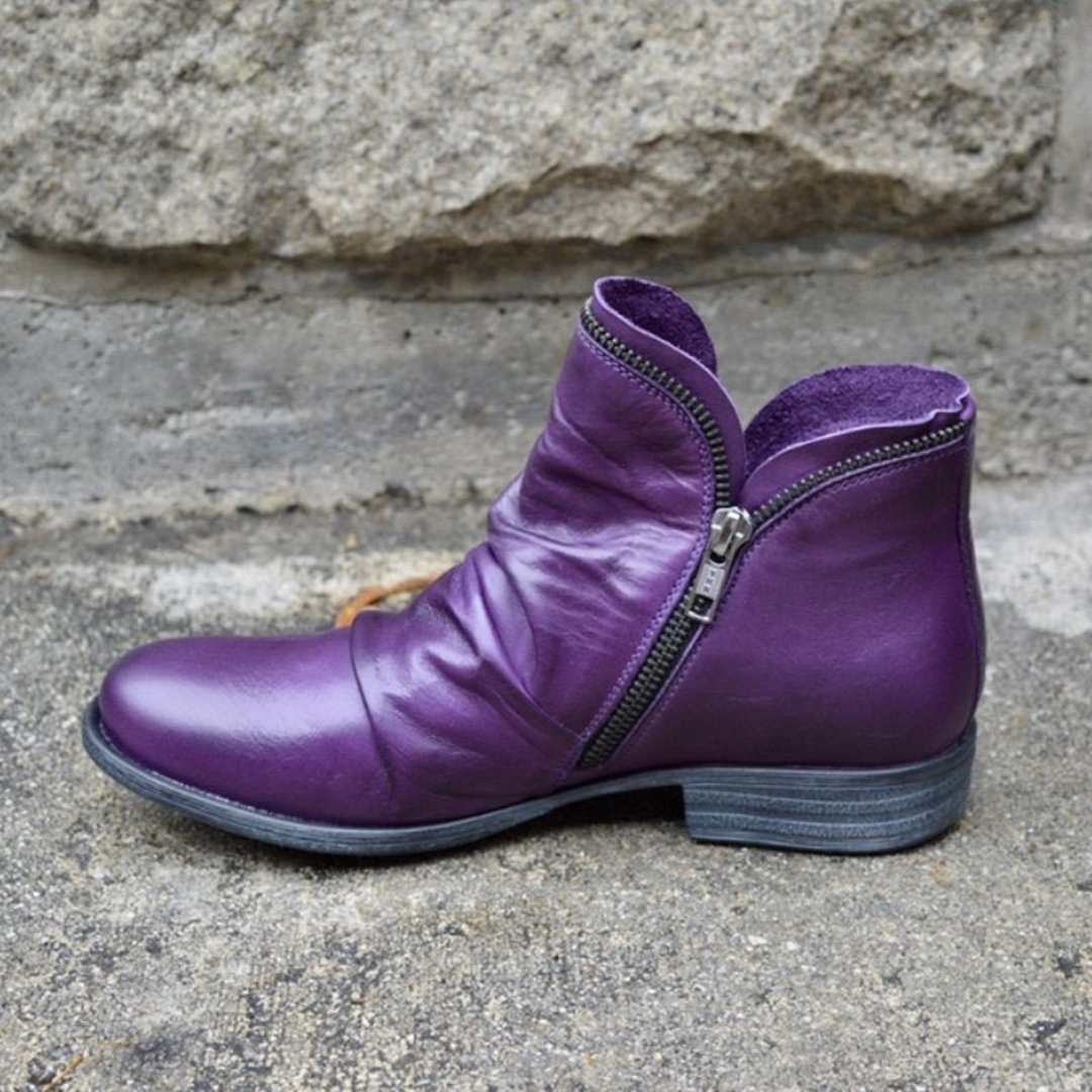 ROMILLY | RUCHED SIDE ZIP ANKLE BOOTS