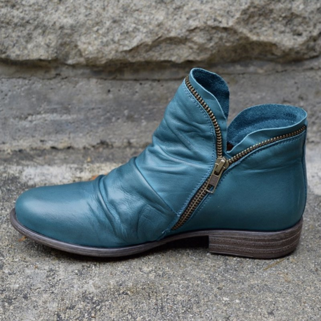 ROMILLY | RUCHED SIDE ZIP ANKLE BOOTS