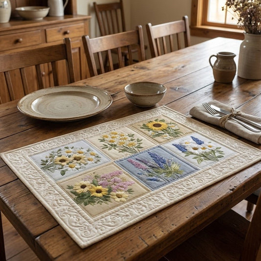 MEADOWBLOOM | VINTAGE WILDFLOWER PATCHWORK QUILTED PLACEMAT