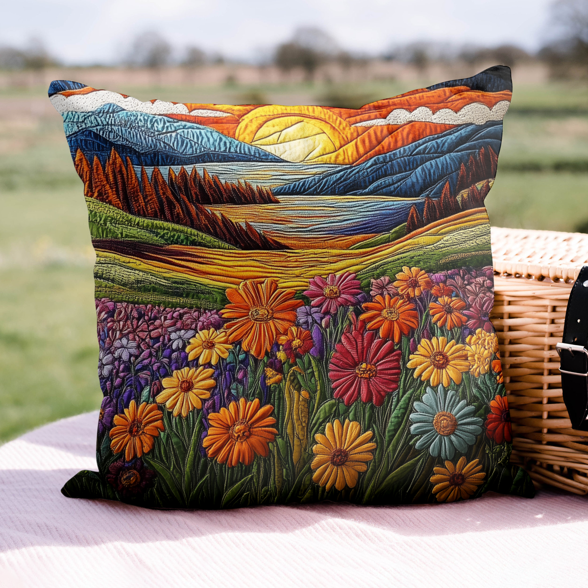 SUNRIDGE | MOUNTAIN SUNSET QUILTED CUSHION COVER
