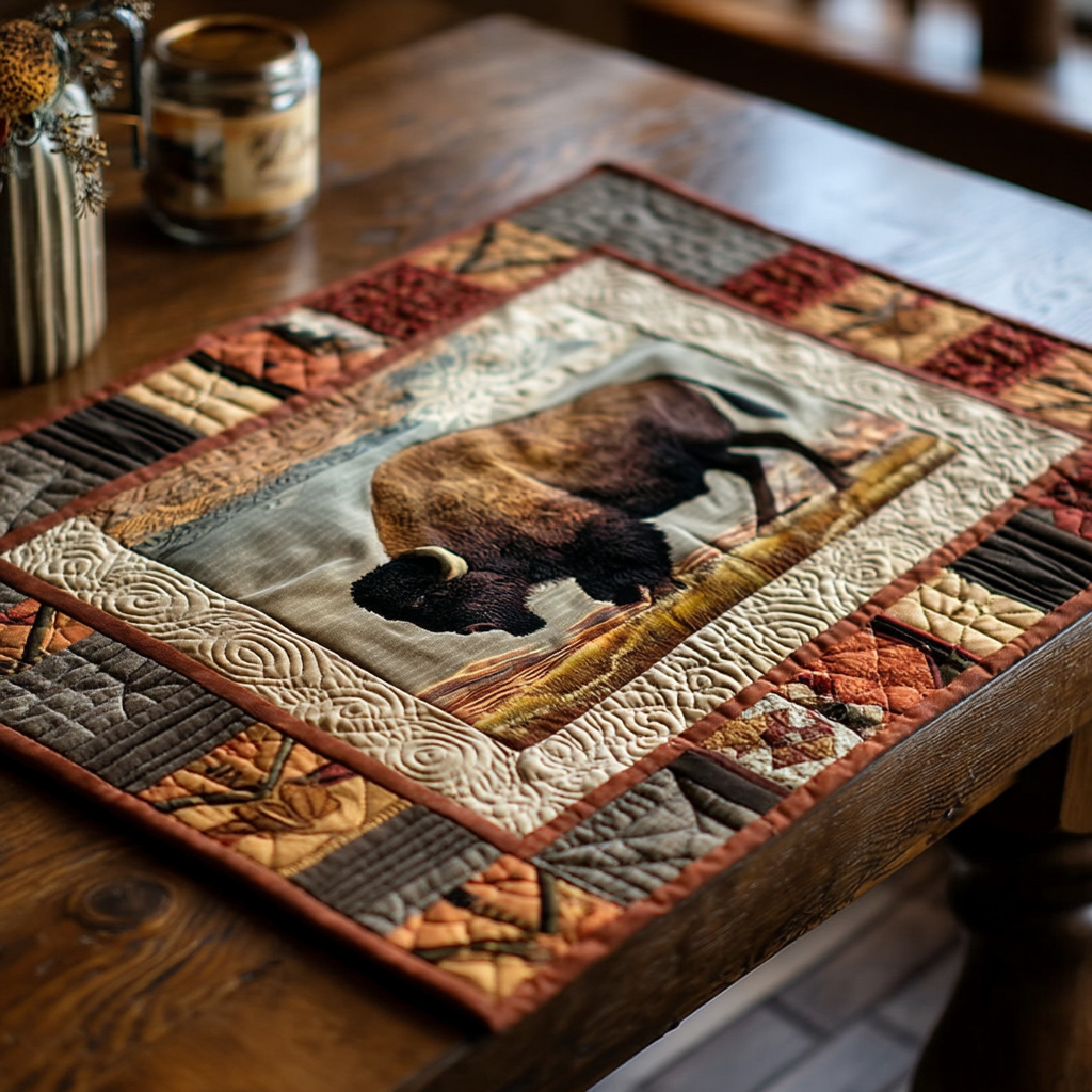 PRAIRIEBISON | RUSTIC WILDLIFE BISON QUILTED PLACEMAT