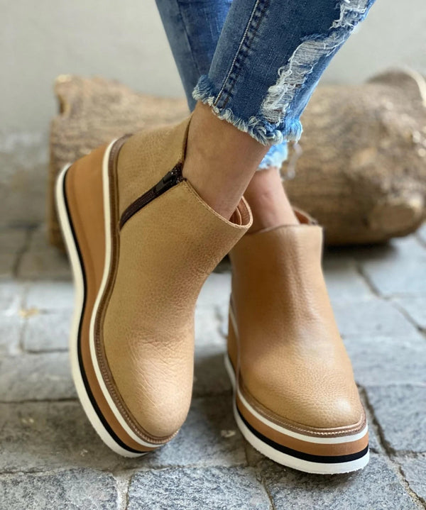 MAXINE | WEDGE ANKLE BOOTS WITH SIDE ZIP
