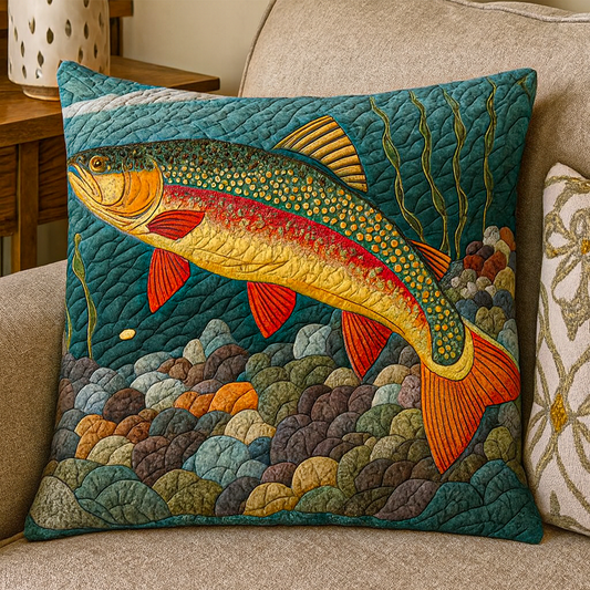 RIVERGLINT | COLORFUL TROUT QUILTED CUSHION COVER
