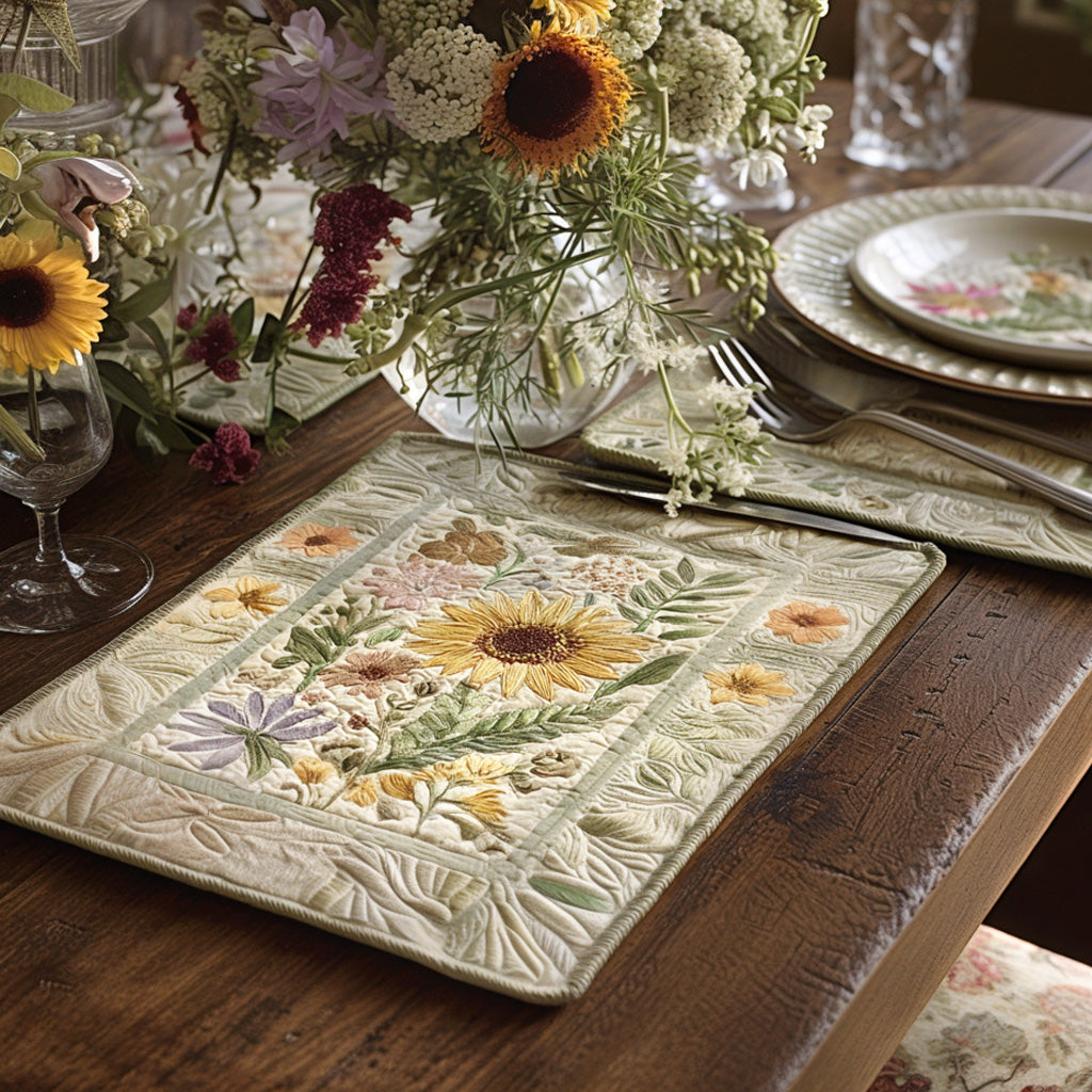 SUNMEADOW | VINTAGE SUNFLOWER GARDEN QUILTED PLACEMAT