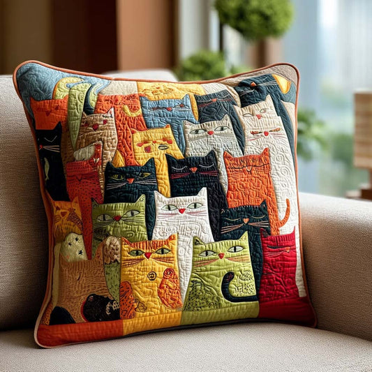 CATPATCH | COLORFUL CAT PATCHWORK QUILTED CUSHION COVER