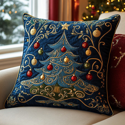 NOELTREE | NAVY CHRISTMAS TREE QUILTED CUSHION COVER