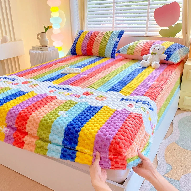RAINBOWCOZY | COLORFUL STRIPED PLUSH BEDDING SET