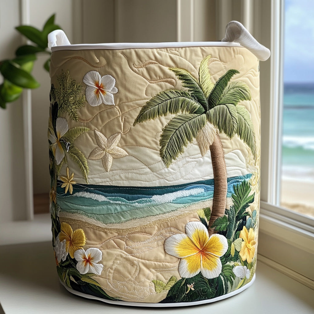 TROPISAND | QUILTED TROPICAL BEACH STORAGE BASKET
