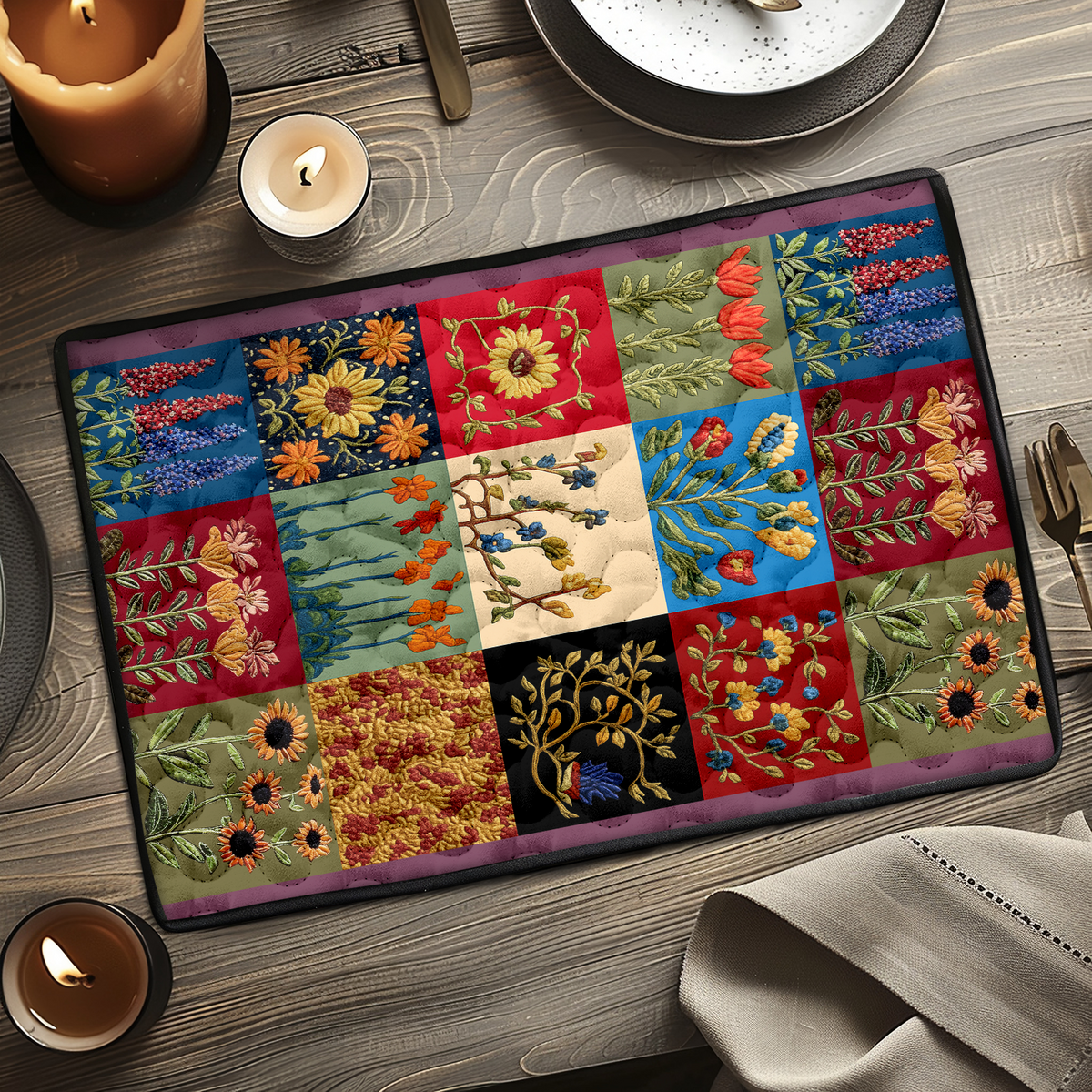 BLOOMHAVEN | VINTAGE FLORAL PATCHWORK QUILTED PLACEMAT